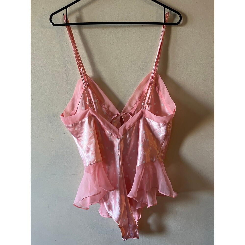 Vintage Y2K Victoria’s Secret Pink Polka Dot Teddy Bodysuit M - Picture 2 of 3